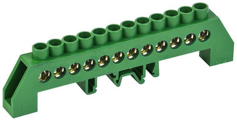 Rexant 11-2309 Шина PE "земля" в комбинированном зеленом изоляторе на DIN-рейку 6x9 мм 12 групп