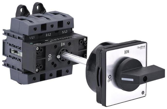 Systeme Electric MSD175340B Выключатель-Разъединитель 3P 175A IP20 С ЧЁРНОЙ выносной рукояткой на дин-рейке/плате