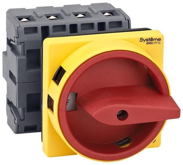 Systeme Electric MSD40410R Выключатель-Разъединитель 4P 40A IP20 с красной рукояткой на дверцу 4 винтами с замком