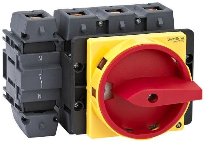 Systeme Electric MSD175410R Выключатель-Разъединитель 4P 175A IP20 с красной рукояткой на дверцу 4 винтами с замком