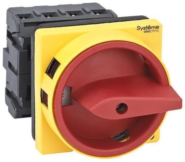 Systeme Electric MSD32410R Выключатель-Разъединитель 4P 32A IP20 с красной рукояткой на дверцу 4 винтами с замком