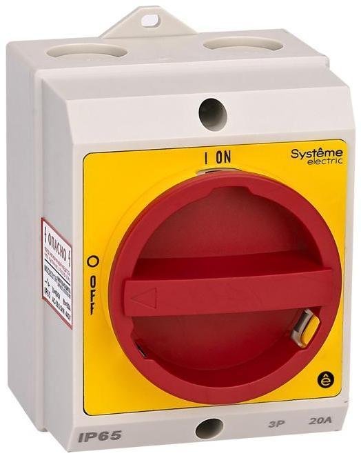 Systeme Electric MSD20411R Главный/Аварийный Выключатель-Разъединитель 4P 20A закрытого исполнения IP65 с замком