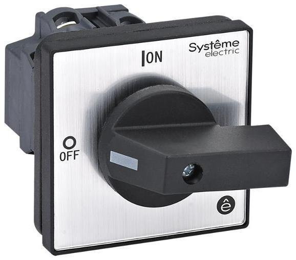 Systeme Electric MSD20320B Выключатель-Разъединитель 3P 20A IP20 с чёрной рукояткой на дверцу 4 винтами