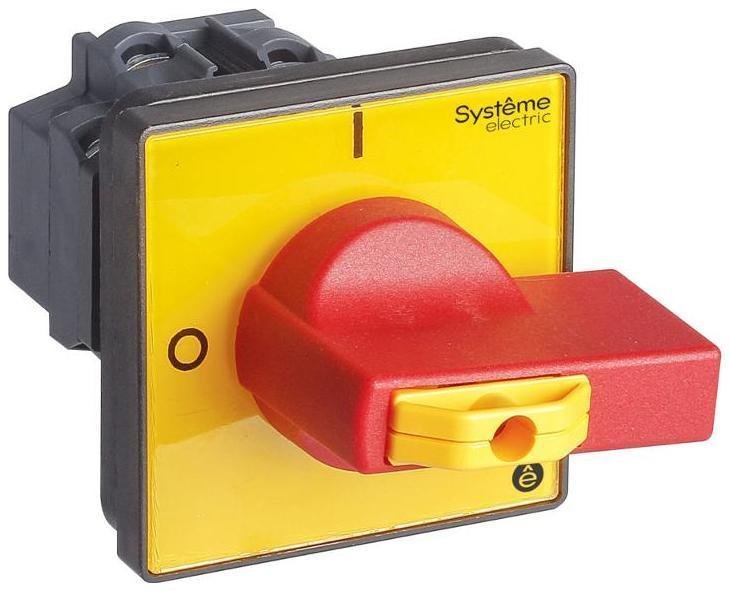 Systeme Electric MSD20460R Выключатель-Разъединитель 4P 20A IP20 с красной рукояткой на дверцу 4 винта 1 замок