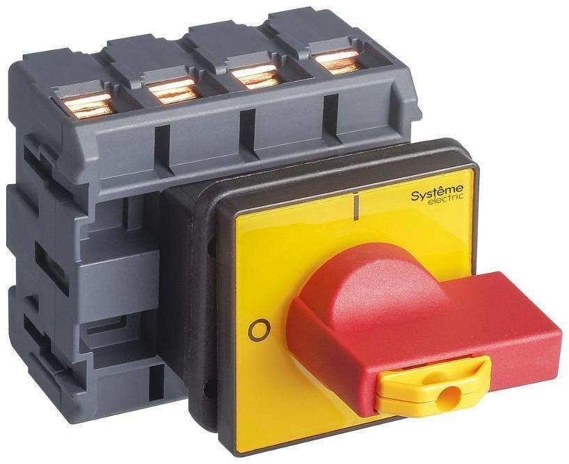 Systeme Electric MSD100460R Выключатель-Разъединитель 4P 100A IP20 с красной рукояткой на дверцу 4 винта 1 замок