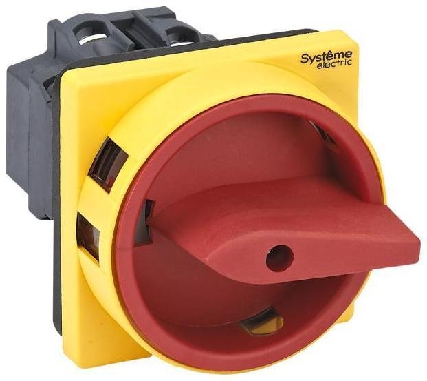 Systeme Electric MSD20410R Выключатель-Разъединитель 4P 20A IP20 с красной рукояткой на дверцу 4 винтами с замком