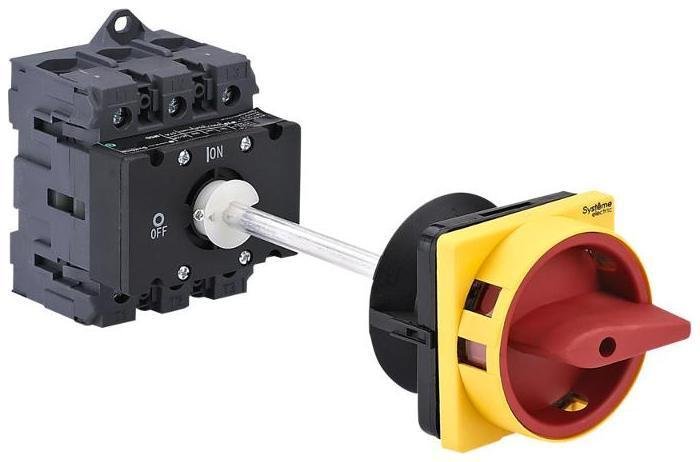 Systeme Electric MSD100340R Выключатель-Разъединитель 3P 100A IP20 с красной выносной рукояткой на дин-рейке/плате с замком