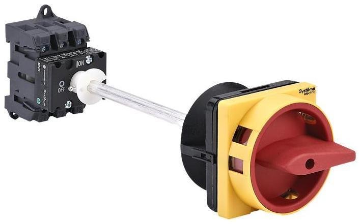 Systeme Electric MSD25340R Выключатель-Разъединитель 3P 25A IP20 с красной выносной рукояткой на дин-рейке/плате с замком