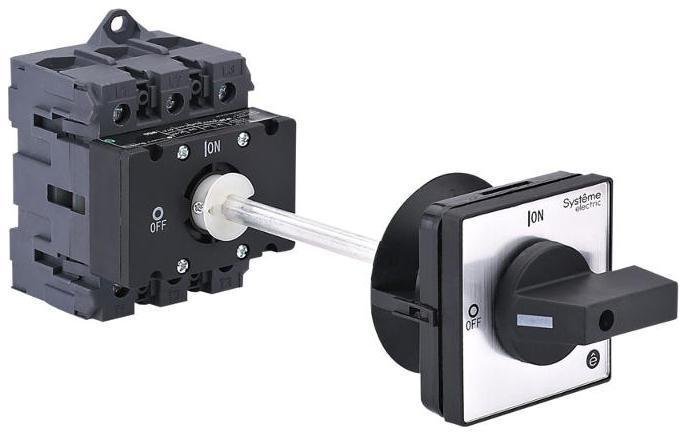 Systeme Electric MSD100340B Выключатель-Разъединитель 3P 100A IP20 С ЧЁРНОЙ выносной рукояткой на дин-рейке/плате