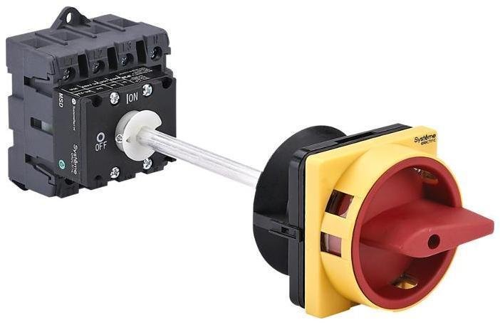 Systeme Electric MSD63440R Выключатель-Разъединитель 4P 63A IP20 с красной выносной рукояткой на дин-рейке/плате с замком