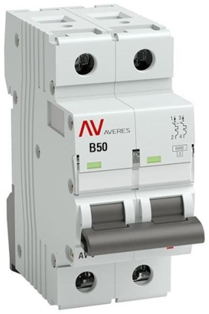 EKF mcb6-2-50B-av Выключатель автоматический двухполюсный AV-6 50А B 6кА AVERES
