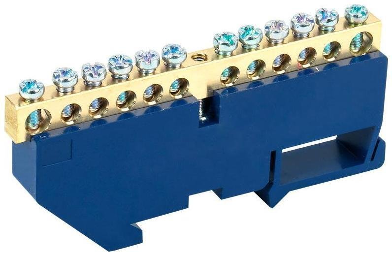 Rexant 11-2342 Шина "N" нулевая с синим изолятором на DIN-рейку 6x9 мм стойка бол. 12 групп
