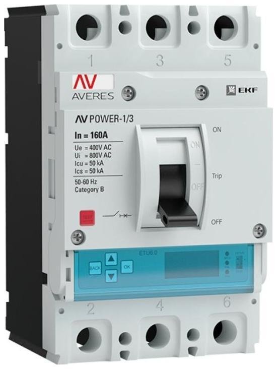 EKF mccb-13-160-6.2-av Выключатель автоматический AV POWER-1/3 160А 50kA ETU6.2