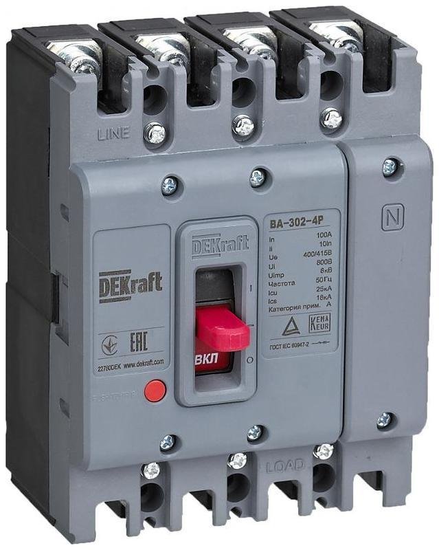 DEKraft 22780DEK Силовой авт. выкл. 4P 100А 25кА ВА-302