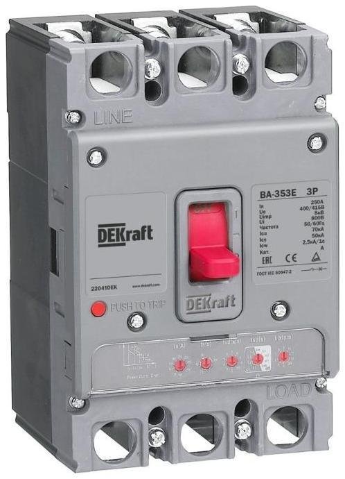 DEKraft 22665DEK Силовой авт. выкл. с электрон. расц. 3P 250А 70кА ВА-353E