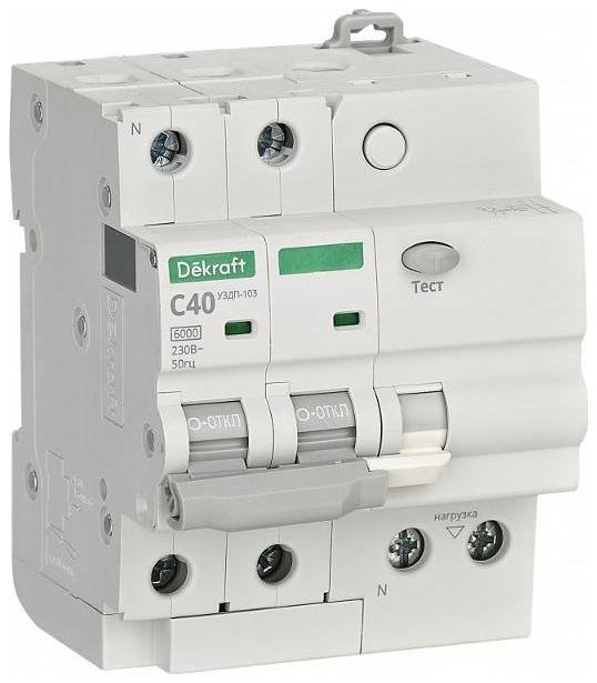 DEKraft 19093DEK Устройство защиты от дугового пробоя 2P 40A УЗДП-103 6кА
