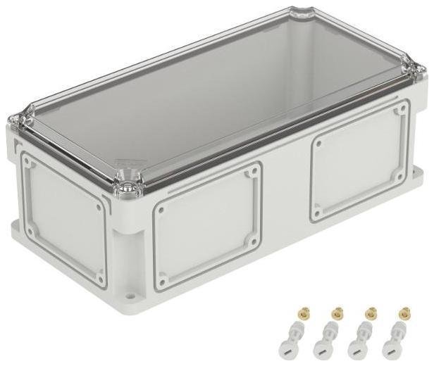 DKC 542211 Корпус пластиковый RAM box IP67 400х200х146 мм (высота крышки 21) стенка с выбивными фланцами прозрачная крышка