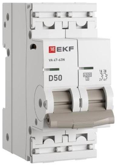 EKF M634250D Выключатель автоматический ВА 47-63N 2P 50А (D) 4,5 кА PROXIMA