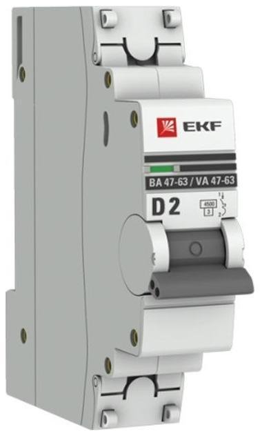 EKF mcb4763-1-02D-pro Выключатель автоматический однополюсный ВА 47-63 2А D 4,5кА PROxima