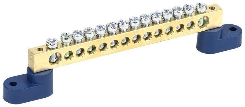 Rexant 11-2336 Шина "N" нулевая 8х12 мм на двух угловых синих изоляторах 14 групп