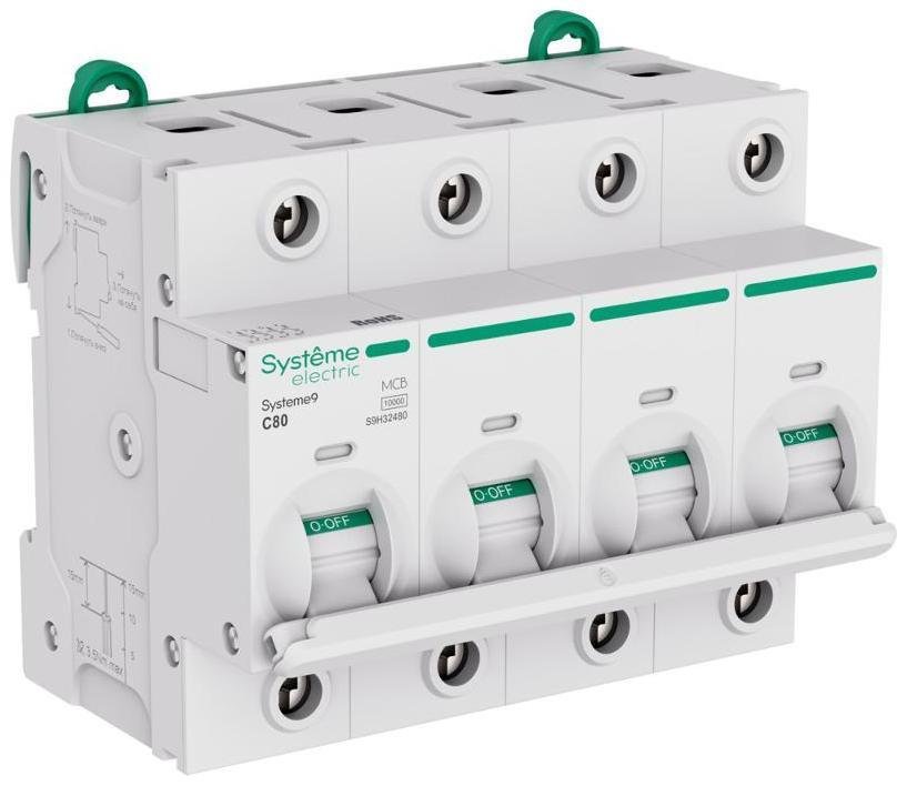 Systeme Electric S9H32480 Systeme9 Автоматический выключатель (АВ) 27мм C 80A 4P 10 kA 400В