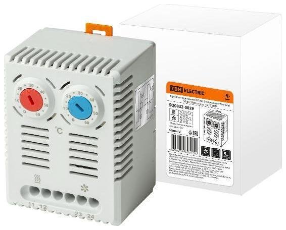 TDM electric SQ0832-0029 Термостат сдвоенный NO/NC (охлаждение/обогрев) 10/5A 230В от 0 до +60°C