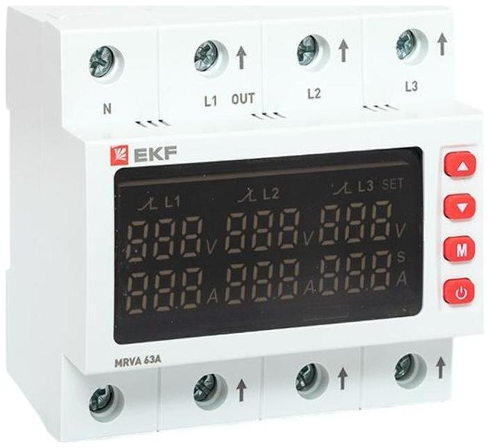 EKF MRVA-3-63A-v2 Трехфазное реле напряжения и тока с дисп. MRVA 63A|MRVA-3-63A-v2| EKF