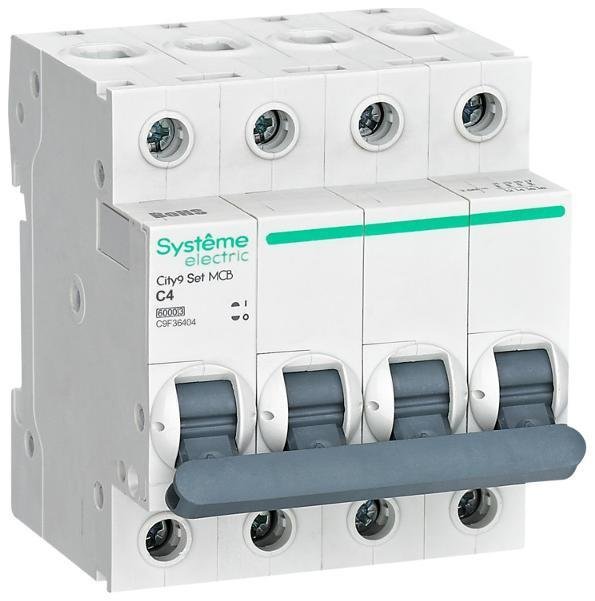 Systeme Electric C9F36404 Выключатель автоматический City9 Set C 4A 4P 6kA [в упаковке 3, цена за 1 шт]