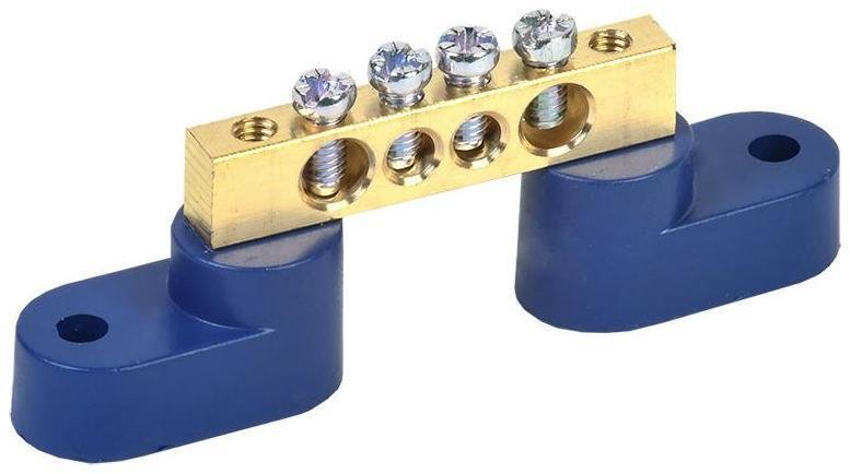 Rexant 11-2324 Шина "N" нулевая 6х9 мм на двух угловых синих изоляторах 4 группы