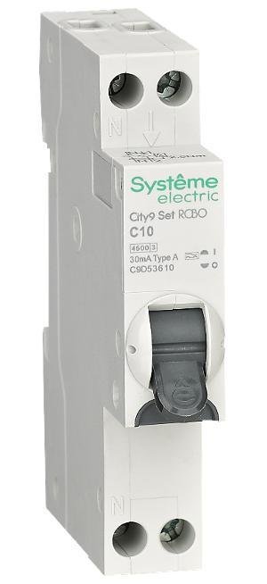 Systeme Electric C9D53610 АВДТ City9 1П+Н C10 4500A 30мА A 18мм