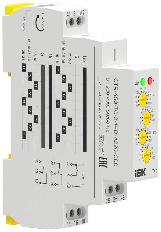 IEK CTR-450-TC-2-1HD-A230-C00 Реле циклическое TC реверс. 2 конт. 230В AC