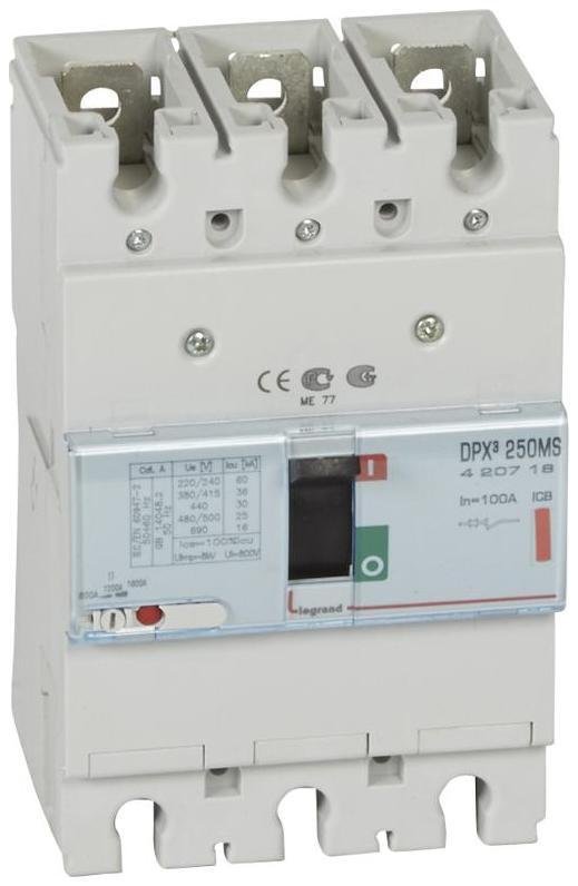 Legrand 420718 Автоматический выключатель DPX3 250 - магнитный расцепитель - 36 кА - 400 В" - 3П - 100 А