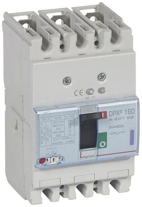 Legrand 420122 Автоматический выключатель DPX3 160 термомагнитный расцепитель 50кА 400В 3П 40А