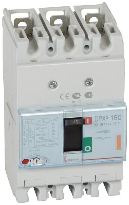 Legrand 420041 Автоматический выключатель DPX3 160 термомагнитный расцепитель 25кА 400В 3П 25А