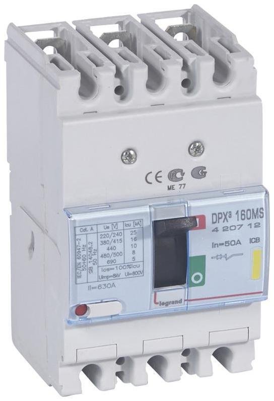 Legrand 420712 Автоматический выключатель DPX3 160 - магнитный расцепитель - 16 кА - 400 В" - 3П - 50 А