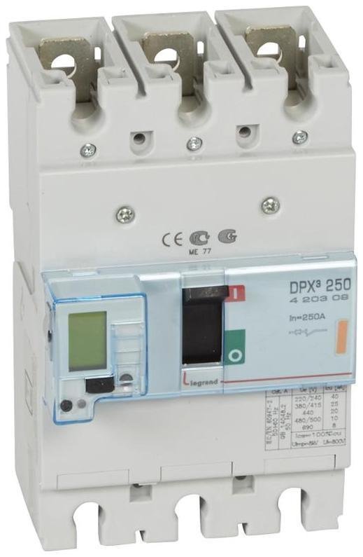Legrand 420309 Автоматический выключатель DPX3 250 - эл. расц. - 25 кА - 400 В" - 3П - 250 А