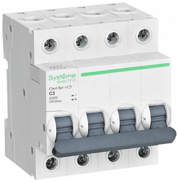 Systeme Electric C9F34403 Выключатель автоматический City9 Set C 3A 4P 4,5kA [в упаковке 3, цена за 1 шт]