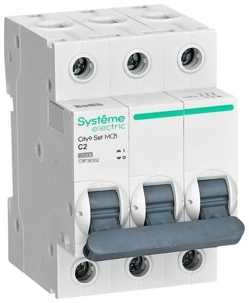 Systeme Electric C9F36302 Выключатель автоматический City9 Set C 2A 3P 6kA [в упаковке 4, цена за 1 шт]