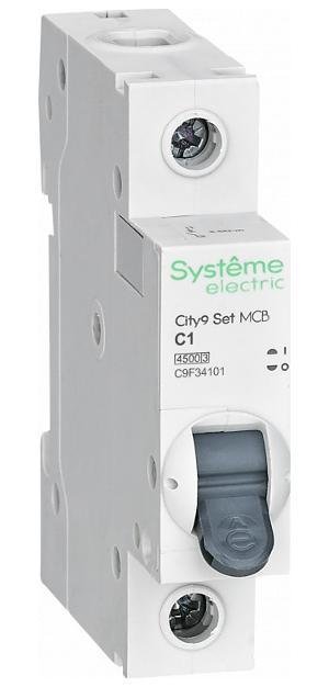 Systeme Electric C9F34101 Выключатель автоматический City9 Set C 1A 1P 4,5kA [в упаковке 12, цена за 1 шт]