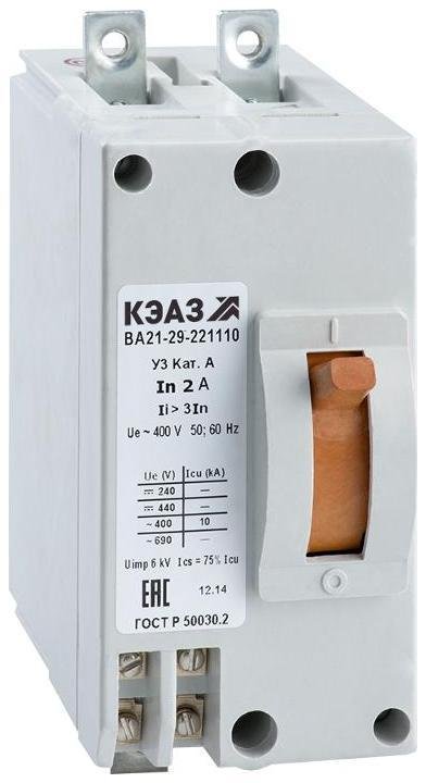 КЭАЗ 101296 Выключатель автоматический ВА21-29-221110-25А-3Iн-440DC-У3