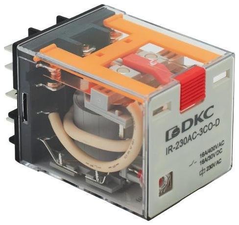 DKC IR-24AC-3CO-D Реле миниатюрное силовое, 3CO, ком. ток 16А, AgSnO2, напряжение 24V AC, опция: тест-кнопка+светодиод [в упаковке 10, цена за 1 шт]