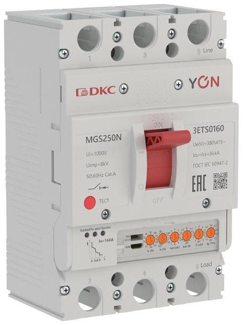 DKC MGS250N-3ETS0160 Авт. выкл. YON MGS250N 3P 63-160A 36kA с электронным расцепителем ETS