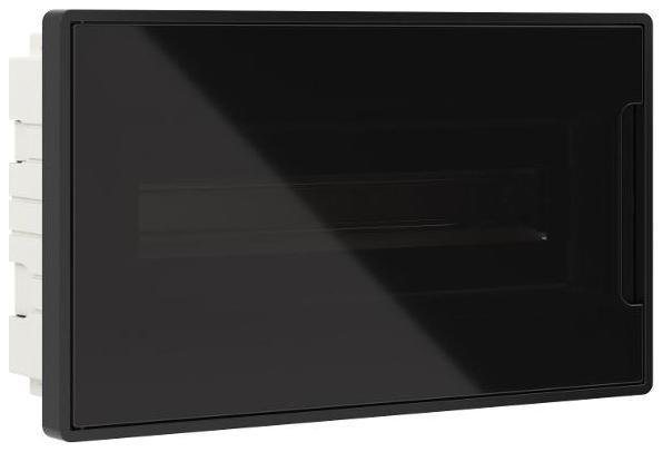 DKC F18B1BD Щиток 18 мод встраиваемый Фрейм (FRAME), черный, с тонир. дв., с 2 шинами PEN на 8 и 10 отв