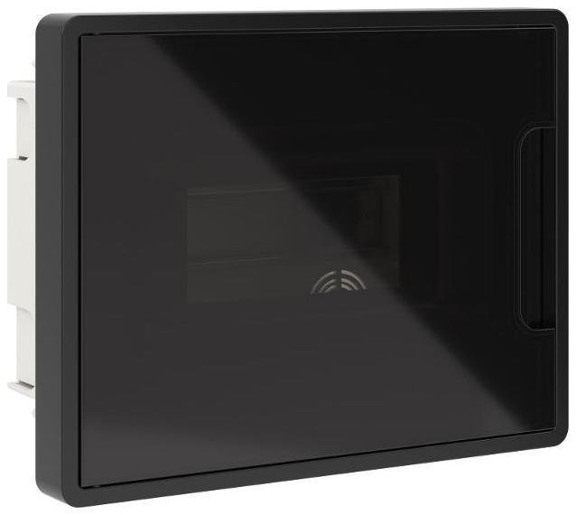 DKC F08B1BD Щиток 8 мод встраиваемый Фрейм (FRAME), черный, с тонир. дв., с 2 шинами PEN на 6 и 8 отв