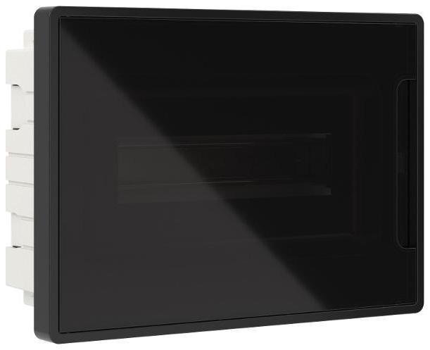 DKC F12B1BD Щиток 12 мод встраиваемый Фрейм (FRAME), черный, с тонир. дв., с 2 шинами PEN на 6 и 8 отв