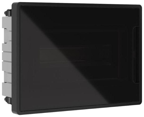 DKC F12B3BD Щиток 12 мод встраиваемый для полых стен Фрейм (FRAME), черный, с тонир. дв., с 2 шинами PEN на 6 и 8 отв
