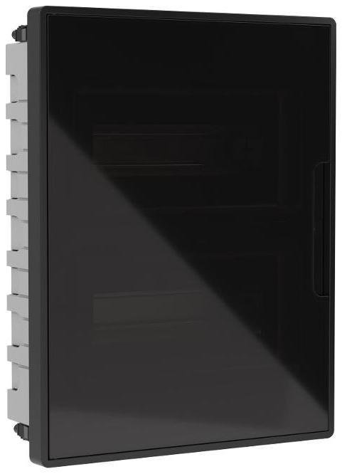 DKC F24B3BD Щиток 24 мод встраиваемый для полых стен Фрейм (FRAME), черный, с тонир. дв., с 4 шинами PEN (2шт на 8 отв. и 2шт на 6 отв.)