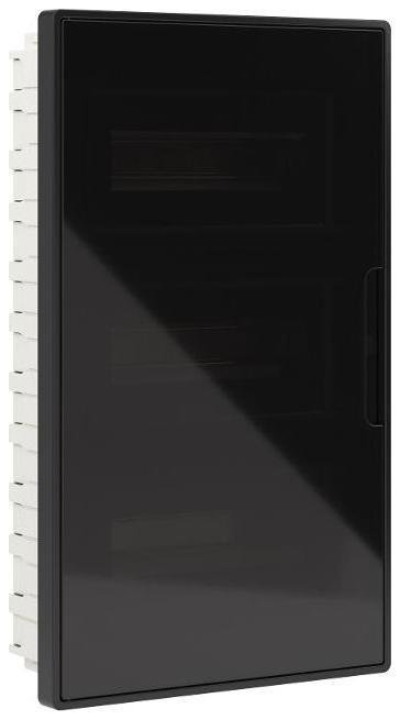 DKC F36B1BD Щиток 36 мод встраиваемый Фрейм (FRAME), черный, с тонир. дв., с 4 шинами PEN (2шт на 8 отв. и 2шт на 10 отв.)