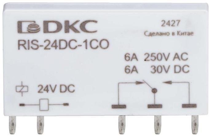 DKC RIS-12DC-1CO Реле миниатюрное ультратонкое, 1CO, ком. ток 6А, AgSnO2, напряжение 12V DC [в упаковке 20, цена за 1 шт]