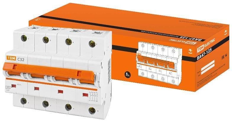 TDM electric SQ0208-0089 Выключатель автоматический четырехполюсный ВА47-125 32А C 15кА
